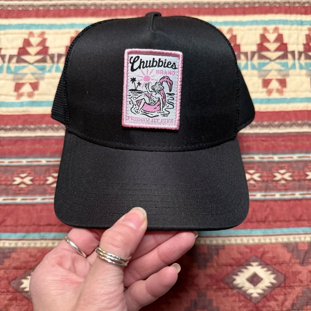 Chubbies Black Trucker Hat with Logo Patch